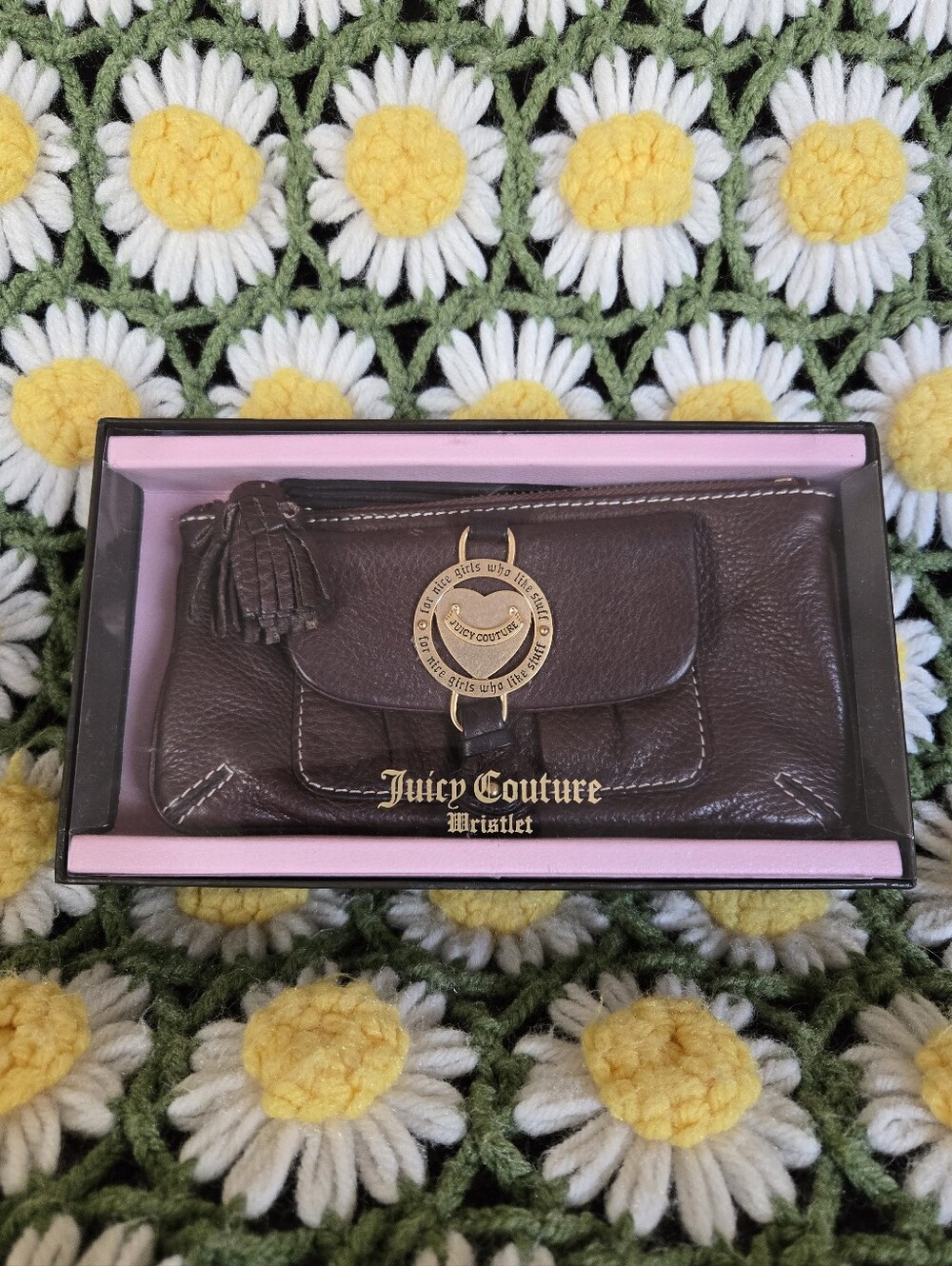 Juicy Couture Gold Medallion Leather Wristlet